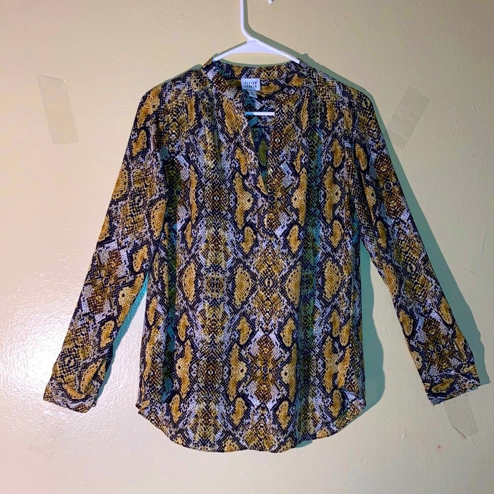 Peyton Jensen Python Snake Print Babydoll Tunic L… - image 1